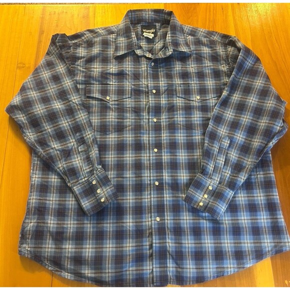 Wrangler Men’s Pearl Snap Western Shirt. XXL. Plaid. Long Sleeve. Cowboy. Rodeo - Picture 1 of 10